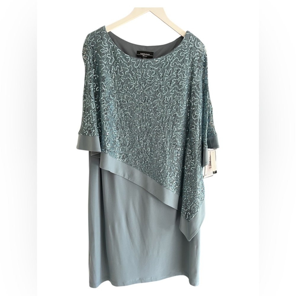 R&M Richards Women’s Plus Size Slate Blue Poncho Dress Size 16W